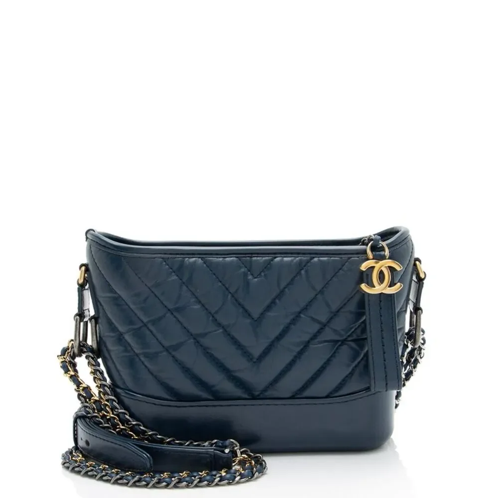 Chanel Chevron Aged Calfskin Gabrielle Small Hobo